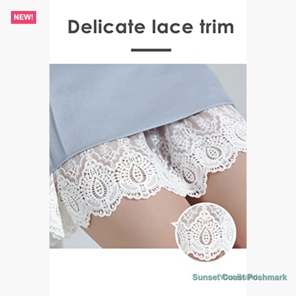 100% Cotton Half Slip Skirt Extender with Lace Trim - Picture 3 of 7